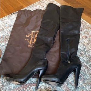 Roberto Caballi thigh high leather heeled boots